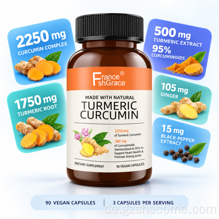 Shecome Kurkuma-Kapseln verzögern die Alterung, Curcumin-Ergänzungen